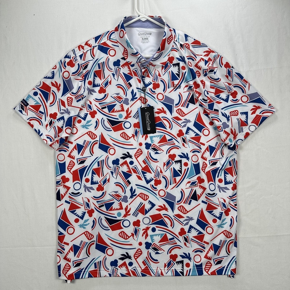 Good Good Proud‎ & True Polo Shirt Mens XL Multicolor Golf Graphic Stretch NWT - Picture 2 of 10